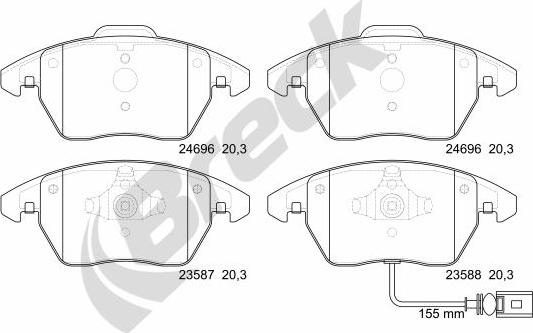 Breck 24696 00 701 10 - Тормозные колодки, дисковые, комплект onlydrive.pro