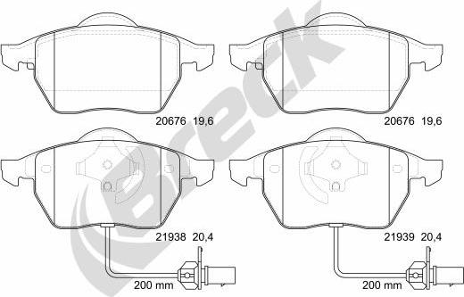 Breck 21938 00 701 10 - Тормозные колодки, дисковые, комплект onlydrive.pro