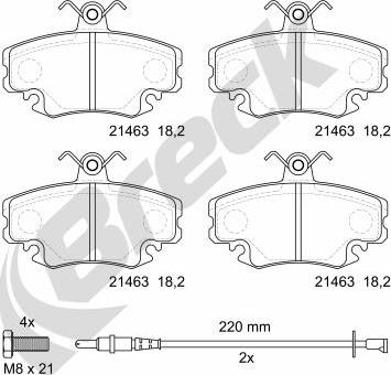 Breck 21463 00 702 10 - Тормозные колодки, дисковые, комплект onlydrive.pro