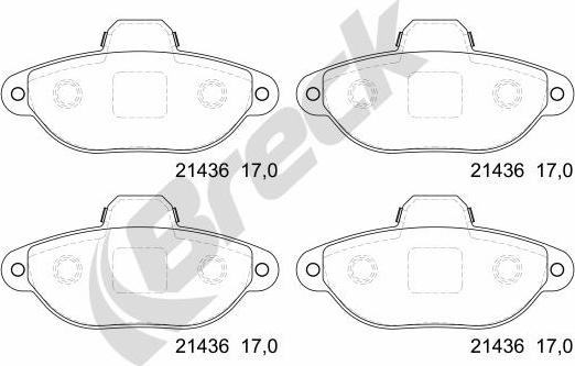 Breck 21436 00 702 00 - Тормозные колодки, дисковые, комплект onlydrive.pro