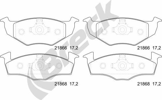 Breck 21866 10 702 00 - Тормозные колодки, дисковые, комплект onlydrive.pro