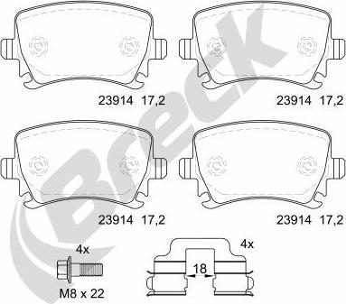 Breck 23914 00 704 00 - Тормозные колодки, дисковые, комплект onlydrive.pro