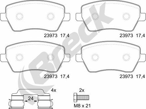 Breck 23973 00 702 00 - Тормозные колодки, дисковые, комплект onlydrive.pro