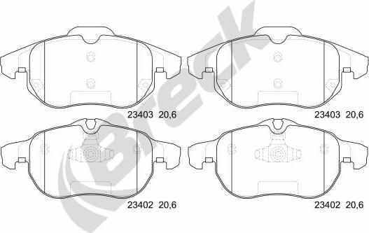 Breck 23402 00 701 00 - Тормозные колодки, дисковые, комплект onlydrive.pro