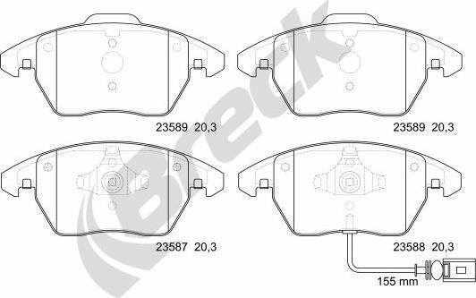 Breck 23587 00 701 10 - Bremžu uzliku kompl., Disku bremzes onlydrive.pro