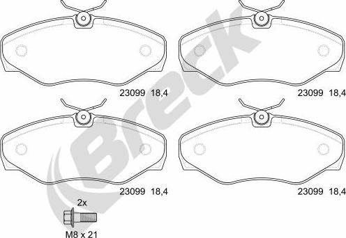 Breck 23099 00 703 00 - Bremžu uzliku kompl., Disku bremzes onlydrive.pro