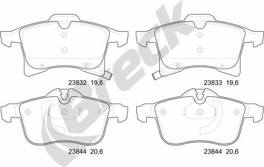 Breck 23832 00 702 10 - Тормозные колодки, дисковые, комплект onlydrive.pro