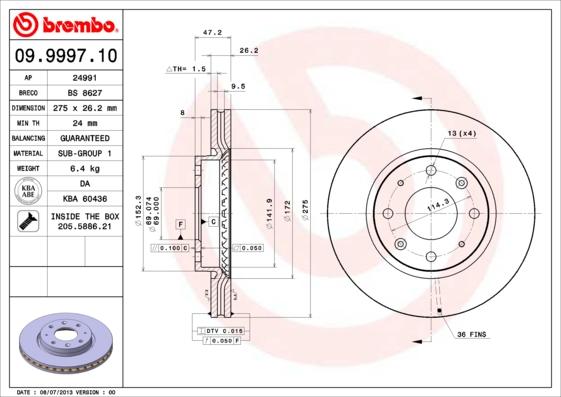 Brembo 09.9997.10 - Brake Disc onlydrive.pro