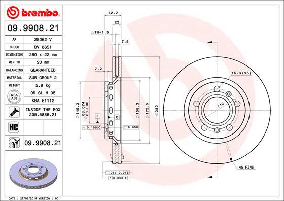 Brembo 09.9908.21 - Brake Disc onlydrive.pro