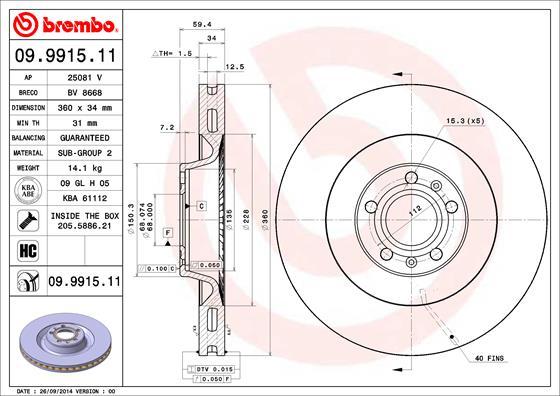 Brembo 09.9915.11 - Brake Disc onlydrive.pro