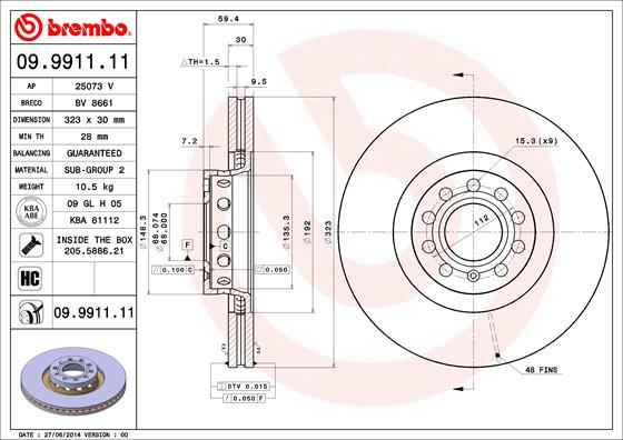 Brembo 09.9911.11 - Brake Disc onlydrive.pro