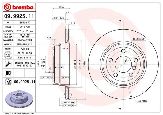 Brembo 09.9925.11 - Brake Disc onlydrive.pro