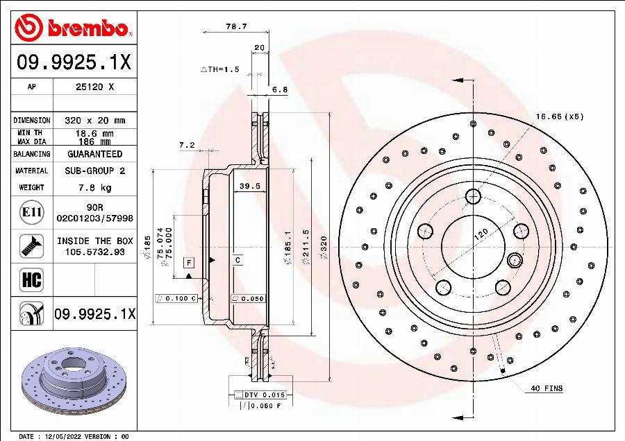 Brembo 09.9925.1X - Brake Disc onlydrive.pro