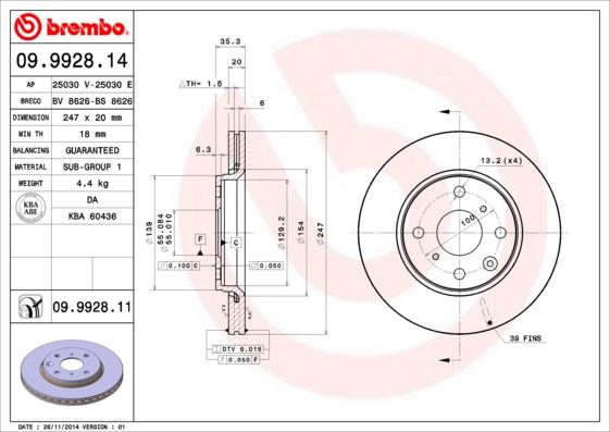 Brembo 09.9928.11 - Brake Disc onlydrive.pro