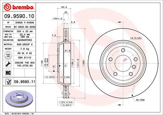 Brembo 09.9590.11 - Brake Disc onlydrive.pro
