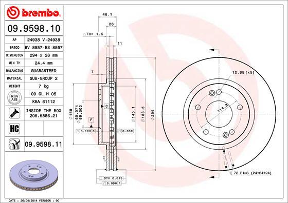 Brembo 09.9598.11 - Brake Disc onlydrive.pro