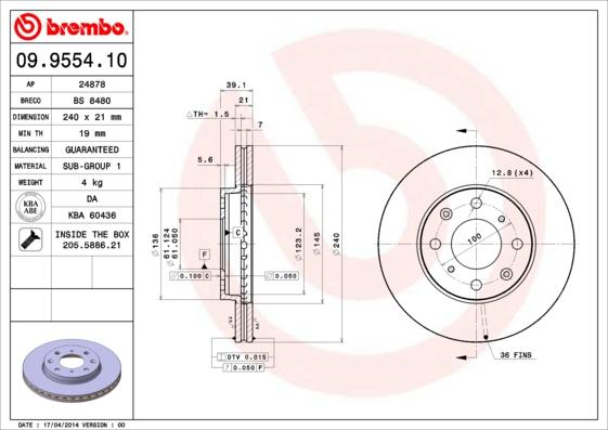 Brembo 09.9554.10 - Brake Disc onlydrive.pro