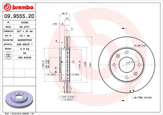 Brembo 09.9555.20 - Brake Disc onlydrive.pro