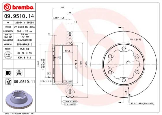 Brembo 09.9510.11 - Brake Disc onlydrive.pro