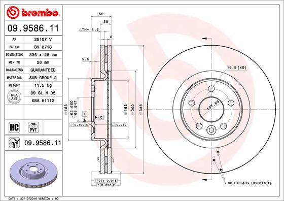 Brembo 09.9586.11 - Brake Disc onlydrive.pro