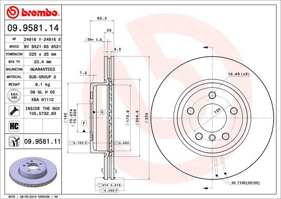 Brembo 09.9581.11 - Brake Disc onlydrive.pro