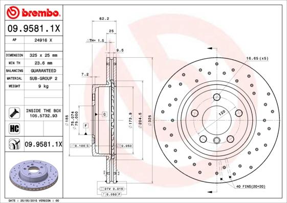 Brembo 09.9581.1X - Brake Disc onlydrive.pro