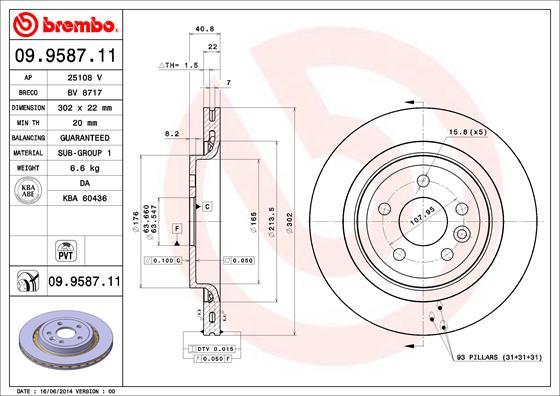 Brembo 09.9587.11 - Brake Disc onlydrive.pro