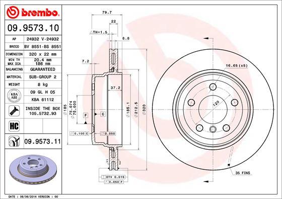 Brembo 09.9573.11 - Brake Disc onlydrive.pro