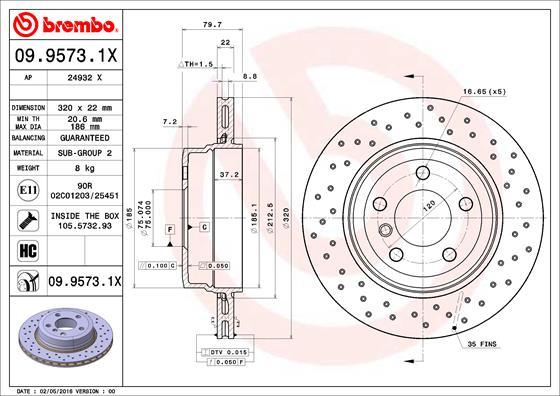 Brembo 09.9573.1X - Brake Disc onlydrive.pro