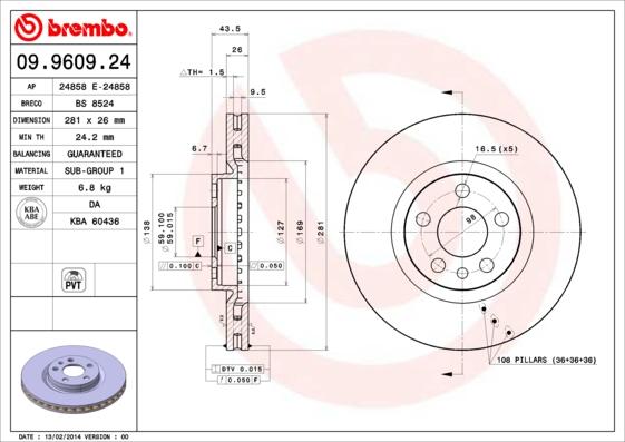 Brembo 09.9609.24 - Brake Disc onlydrive.pro
