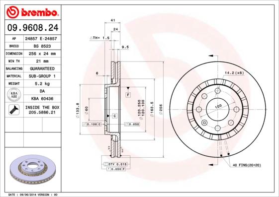 Brembo 09.9608.24 - Brake Disc onlydrive.pro