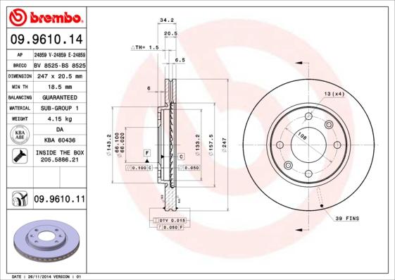 Brembo 09.9610.11 - Brake Disc onlydrive.pro