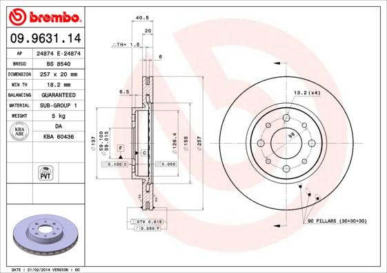 Brembo 09.9631.14 - Brake Disc onlydrive.pro