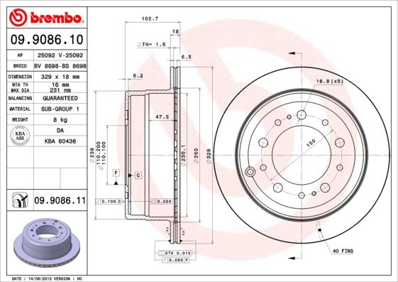 Brembo 09.9086.11 - Brake Disc onlydrive.pro