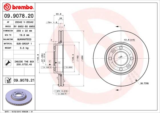 Brembo 09.9078.21 - Brake Disc onlydrive.pro