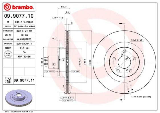 Brembo 09.9077.11 - Brake Disc onlydrive.pro