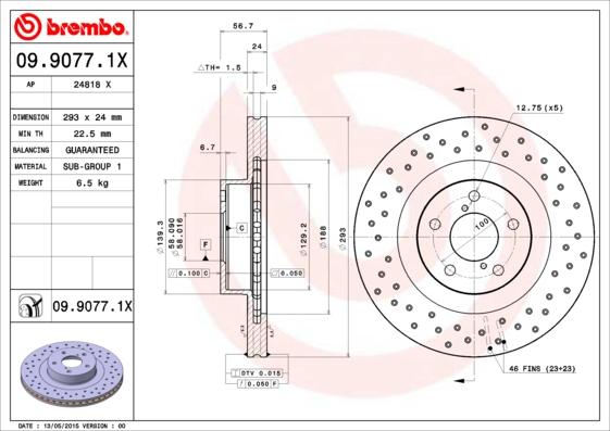 Brembo 09.9077.1X - Brake Disc onlydrive.pro