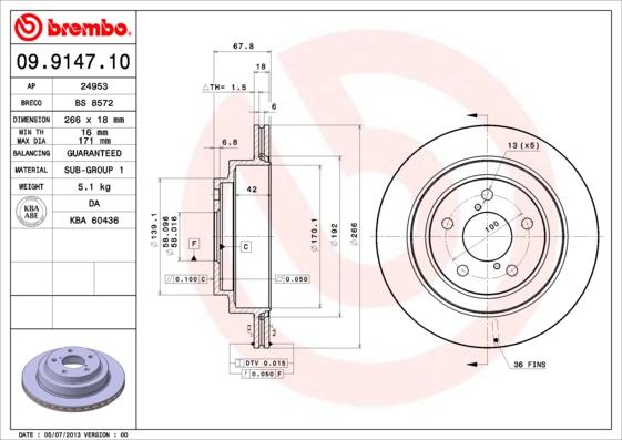 Brembo 09.9147.10 - Brake Disc onlydrive.pro