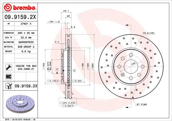 Brembo 09.9159.2X - Brake Disc onlydrive.pro