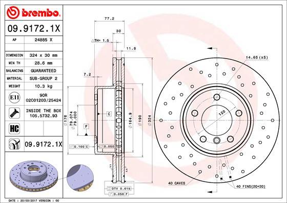 Brembo 09.9172.1X - Brake Disc onlydrive.pro