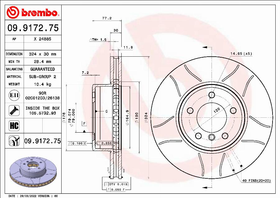 Brembo 09.9172.75 - Brake Disc onlydrive.pro