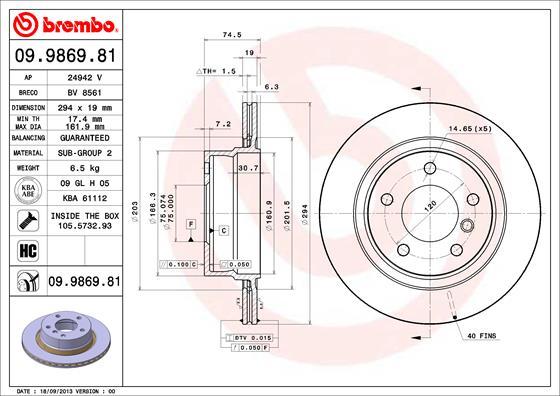 Brembo 09.9869.81 - Piduriketas onlydrive.pro