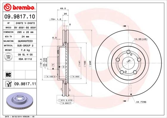 Brembo 09.9817.11 - Brake Disc onlydrive.pro