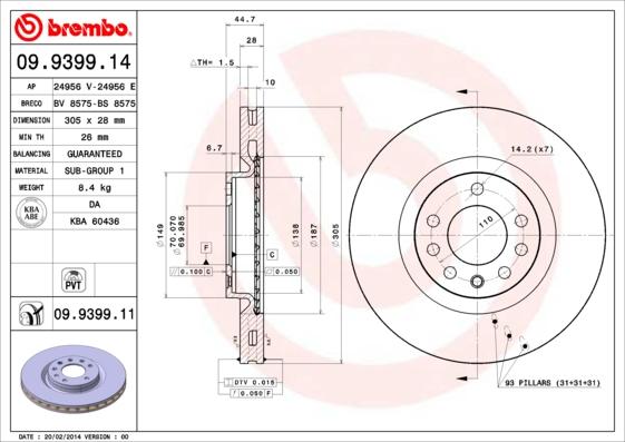 Brembo 09.9399.11 - Brake Disc onlydrive.pro