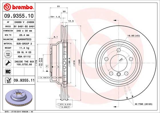 Brembo 09.9355.11 - Brake Disc onlydrive.pro