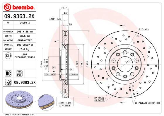 Brembo 09.9363.2X - Brake Disc onlydrive.pro