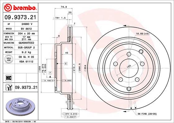 Brembo 09.9373.21 - Brake Disc onlydrive.pro