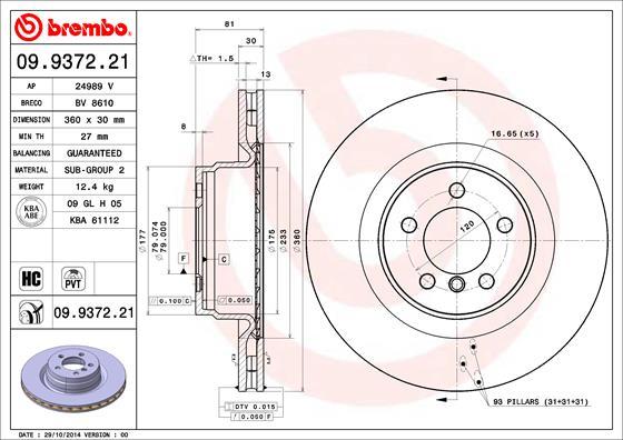 Brembo 09.9372.21 - Brake Disc onlydrive.pro