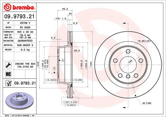 Brembo 09.9793.21 - Stabdžių diskas onlydrive.pro