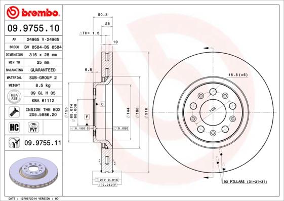 Brembo 09.9755.11 - Brake Disc onlydrive.pro